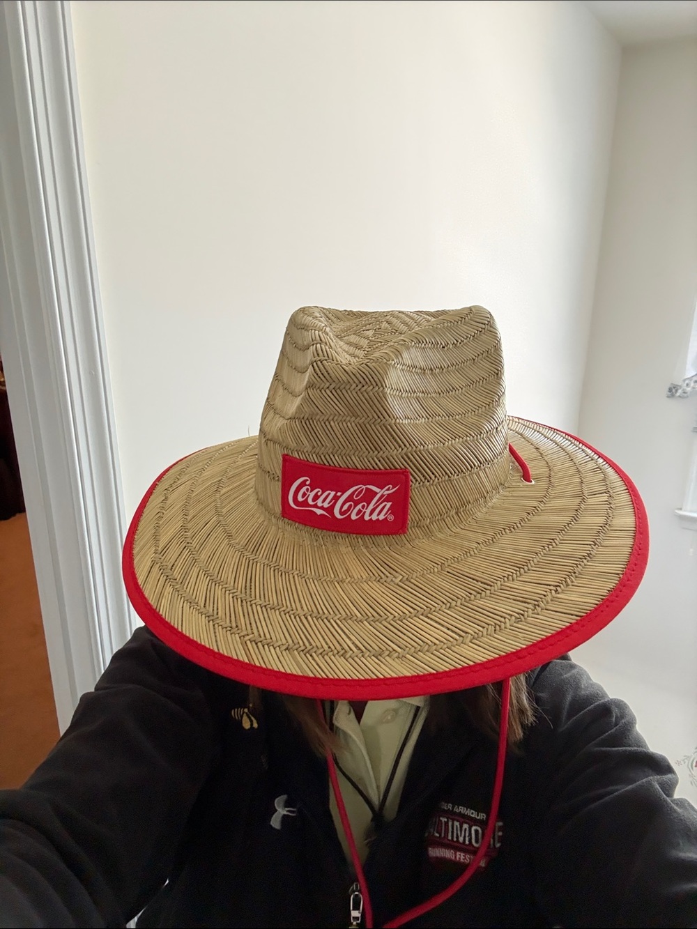 Straw Coca/Cola Beach Hat with cord